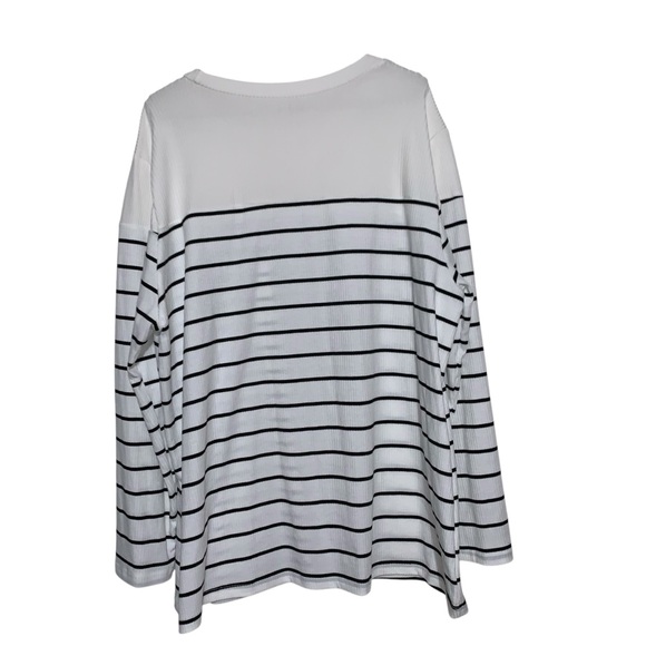Women's Top Striped Print Raglan Sleeve Tee Shirts 3X striped, long-sleeve top - Picture 2 of 4